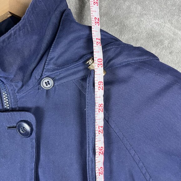 London Fog Parka Jacket Women’s Size S Blue Utility Raincoat with Removable Hood - Picture 6 of 10